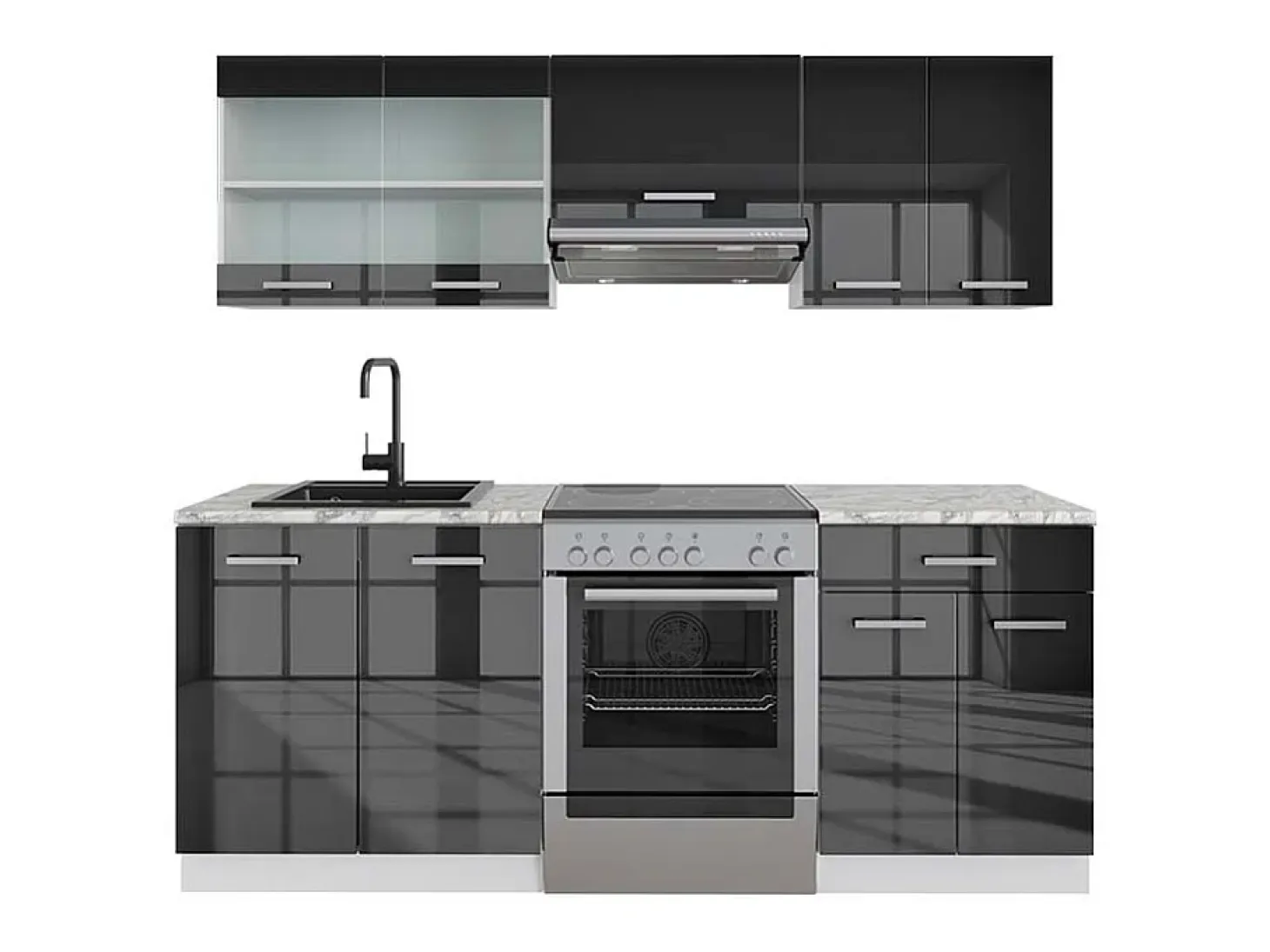 Mueble de cocina antracita brillo intenso/blanco 200x60x81.6 r-line