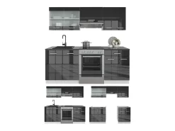 Mueble de cocina antracita brillo intenso/blanco 200x60x81.6 r-line