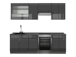 Mueble de cocina antracita alto brillo 240x46x81.6 fame-line