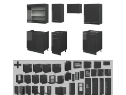 Mueble de cocina antracita alto brillo 240x46x81.6 fame-line