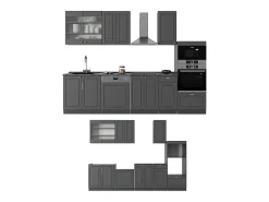 Mueble de cocina antracita-oro landhaus 300x46x81.6 fame-line