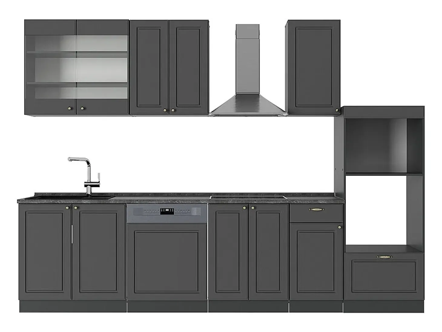Mueble de cocina antracita-oro landhaus 300x46x81.6 fame-line