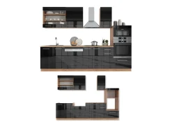 Mueble de cocina antracita brillo intenso/roble dorado eléctrico 300x60x81.6 fame-line