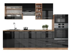 Mueble de cocina antracita brillo intenso/roble dorado eléctrico 280x60x81.6 fame-line