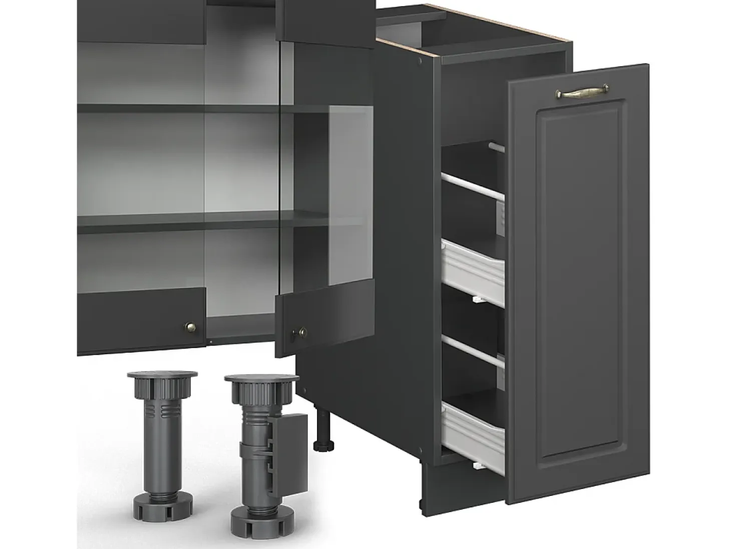 Mueble de cocina antracita-oro landhaus 280x60x81.6 fame-line