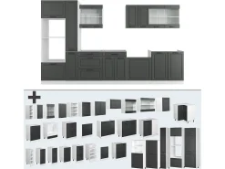 Mueble de cocina antracita casa de campo/blanco 350x60x81.6 r-line
