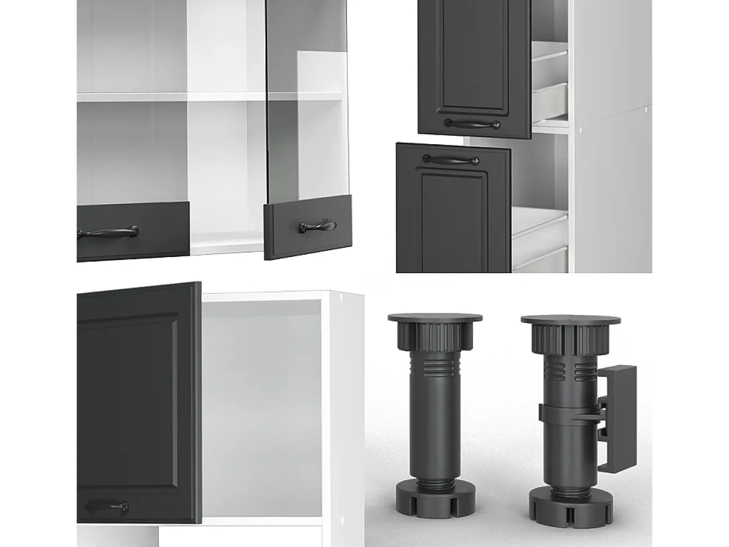 Mueble de cocina antracita casa de campo/blanco 350x60x81.6 r-line