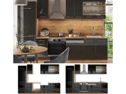 Mueble de cocina antracita brillo intenso/roble dorado eléctrico 300x60x81.6 fame-line