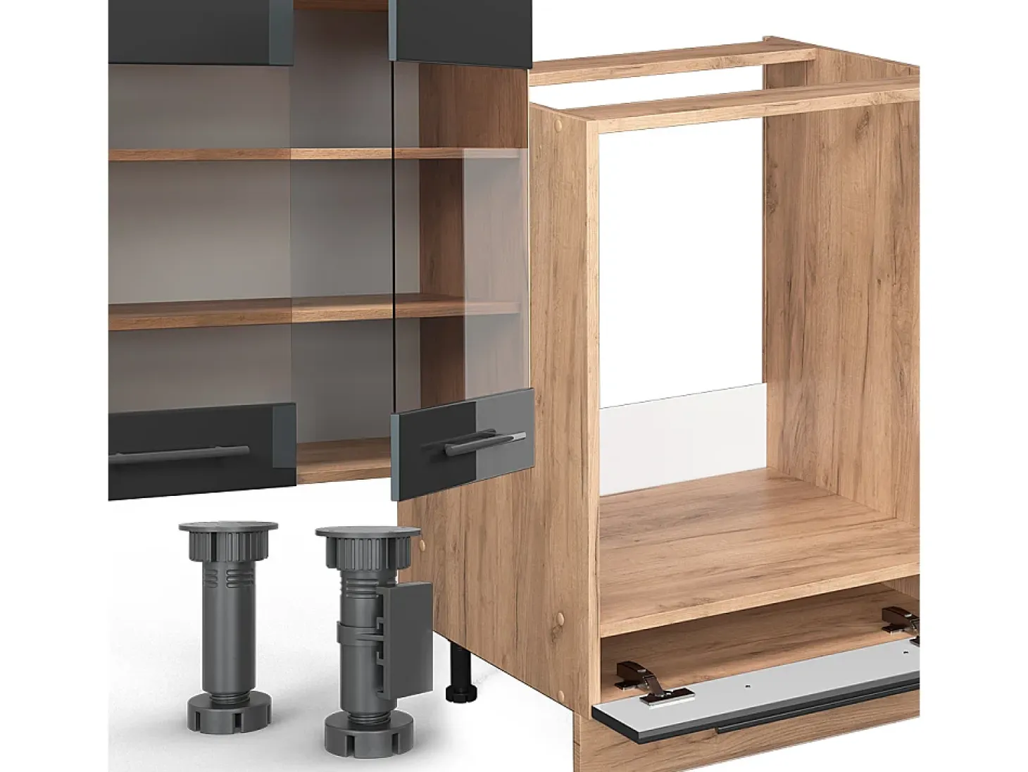 Mueble de cocina antracita brillo intenso/roble dorado eléctrico 300x60x81.6 fame-line
