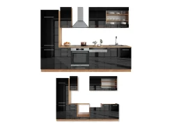 Mueble de cocina antracita brillo intenso/roble dorado eléctrico 300x60x81.6 fame-line
