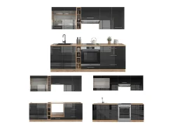 Mueble de cocina antracita brillo intenso/roble dorado eléctrico 235x60x81.6 fame-line