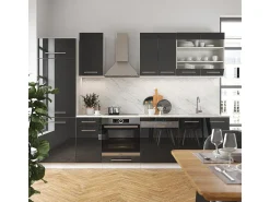 Mueble de cocina antracita brillo intenso/blanco 300x60x81.6 fame-line