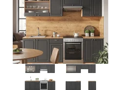 Mueble de cocina antracita casa de campo/roble kraft dorado 240x60x81.6 fame-line