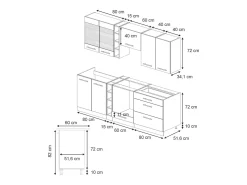 Mueble de cocina antracita-oro landhaus 235x60x81.6 fame-line