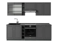 Mueble de cocina antracita-oro landhaus 235x60x81.6 fame-line