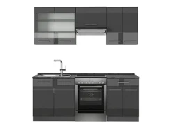 Mueble de cocina antracita alto brillo 200x46x81.6 fame-line