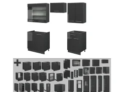 Mueble de cocina antracita alto brillo 200x46x81.6 fame-line