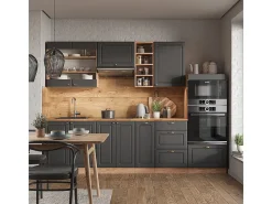Mueble de cocina antracita casa de campo/roble kraft dorado 280x46x81.6 fame-line