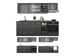 Mueble de cocina antracita brillo intenso/antracita 240x60x81.6 r-line