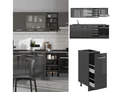 Mueble de cocina antracita brillo intenso/antracita 240x60x81.6 r-line