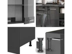 Mueble de cocina antracita brillo intenso/antracita 240x60x81.6 r-line