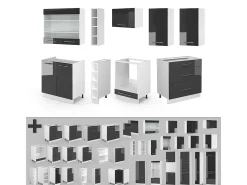 Mueble de cocina antracita brillo intenso/blanco 235x60x81.6 fame-line