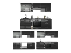 Mueble de cocina antracita brillo intenso/blanco 235x60x81.6 fame-line