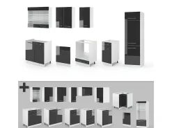 Mueble de cocina antracita brillo intenso/blanco 300x60x81.6 fame-line