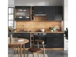 Mueble de cocina antracita brillo intenso/roble dorado eléctrico 235x60x81.6 fame-line
