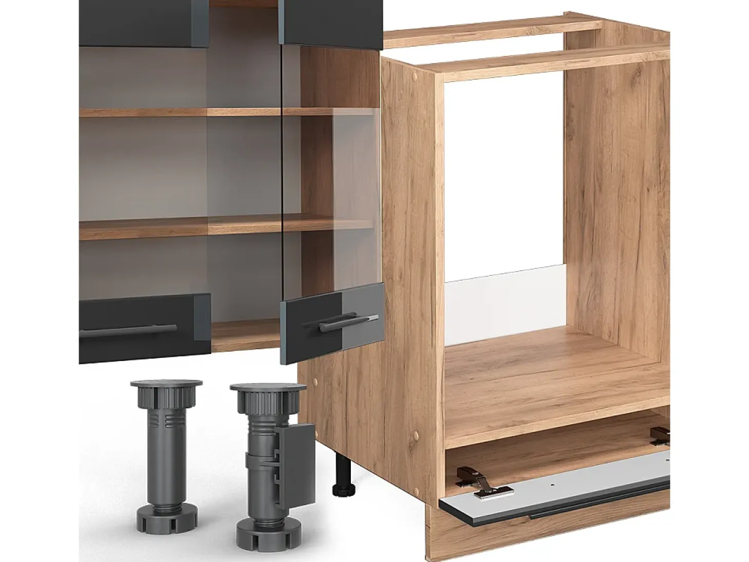 Mueble de cocina antracita brillo intenso/roble dorado eléctrico 355x60x81.6 fame-line