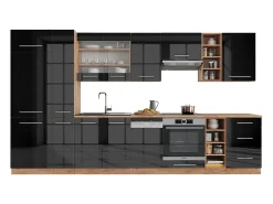 Mueble de cocina antracita brillo intenso/roble dorado eléctrico 355x60x81.6 fame-line