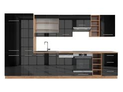 Mueble de cocina antracita brillo intenso/roble dorado eléctrico 355x60x81.6 fame-line