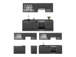 Mueble de cocina antracita alto brillo 240x60x81.6 fame-line