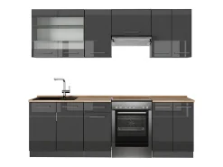 Mueble de cocina antracita alto brillo 240x60x81.6 fame-line