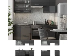 Mueble de cocina antracita alto brillo 240x60x81.6 fame-line