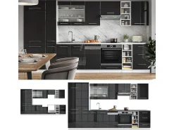 Mueble de cocina antracita brillo intenso/blanco 355x60x81.6 fame-line