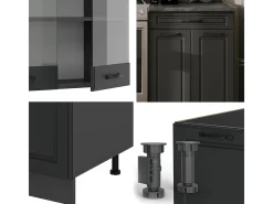 Mueble de cocina antracita casa de campo/antracita 200x60x81.6 r-line