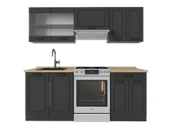 Mueble de cocina antracita casa de campo/antracita 200x60x81.6 r-line