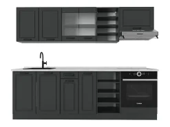 Mueble de cocina antracita casa de campo/antracita 240x60x81.6 r-line
