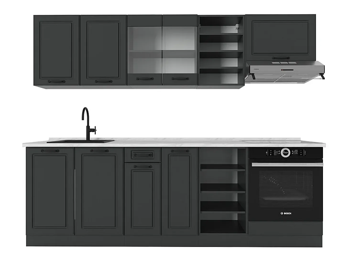 Mueble de cocina antracita casa de campo/antracita 240x60x81.6 r-line