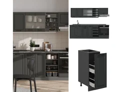 Mueble de cocina antracita casa de campo/antracita 240x60x81.6 r-line