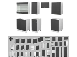 Mueble de cocina antracita-oro/blanco 240x60x81.6 fame-line