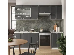 Mueble de cocina antracita-oro/blanco 240x60x81.6 fame-line