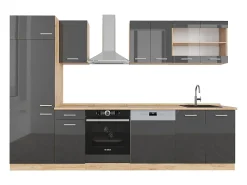 Mueble de cocina antracita brillo intenso/roble dorado eléctrico 300x60x81.6 r-line