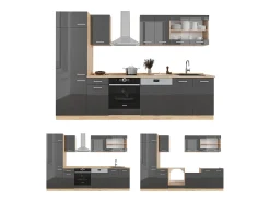 Mueble de cocina antracita brillo intenso/roble dorado eléctrico 300x60x81.6 r-line