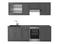 Mueble de cocina antracita-oro landhaus 240x60x81.6 fame-line