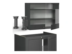 Mueble de cocina antracita-oro landhaus 240x60x81.6 fame-line