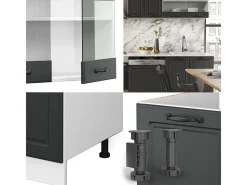 Mueble de cocina antracita casa de campo/blanco 300x60x81.6 r-line