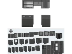 Mueble de cocina antracita brillo intenso/antracita 200x46x81.6 r-line