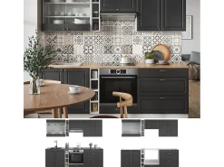 Mueble de cocina antracita-oro/blanco 235x60x81.6 fame-line
